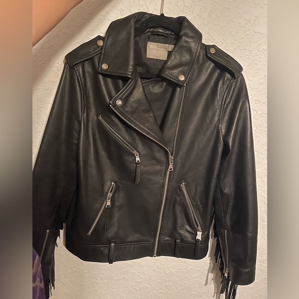 ASOS faux leather fringe jacket. Only worn once.